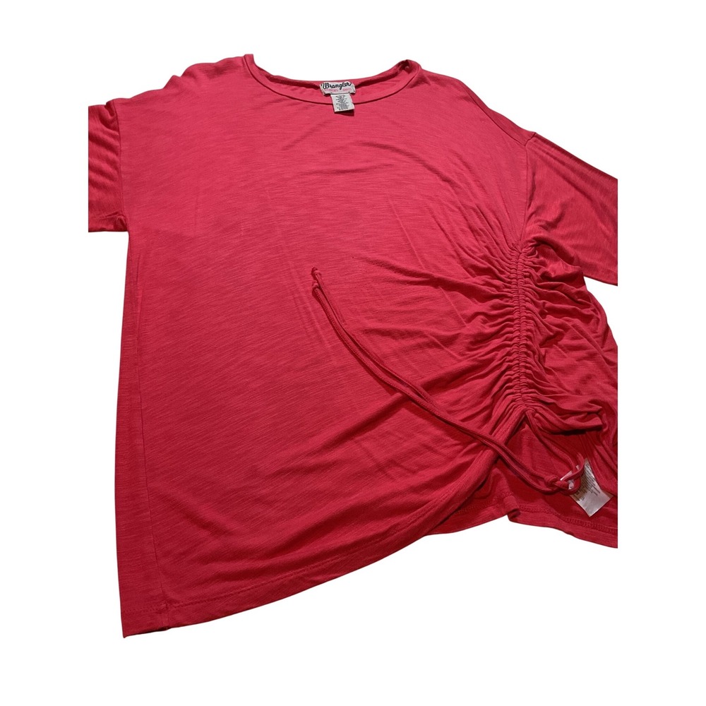Wrangler Women Red Gathered Side Tunic Top M/M‎ Casual Everyday Comfort Stretch